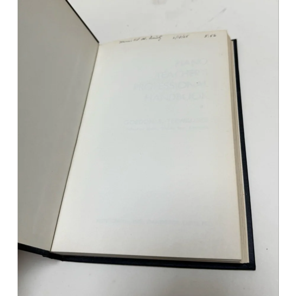 Piano Teacher's Professional Handbook By Gordon Terwilliger 1965 Hardcover